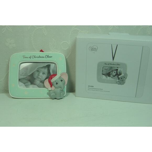 PRECIOUS MOMENTS PHOTO FRAME ORNAMENT-TONS OF CHRISTMAS CHEER-ELEPHANT - Picture 1 of 4